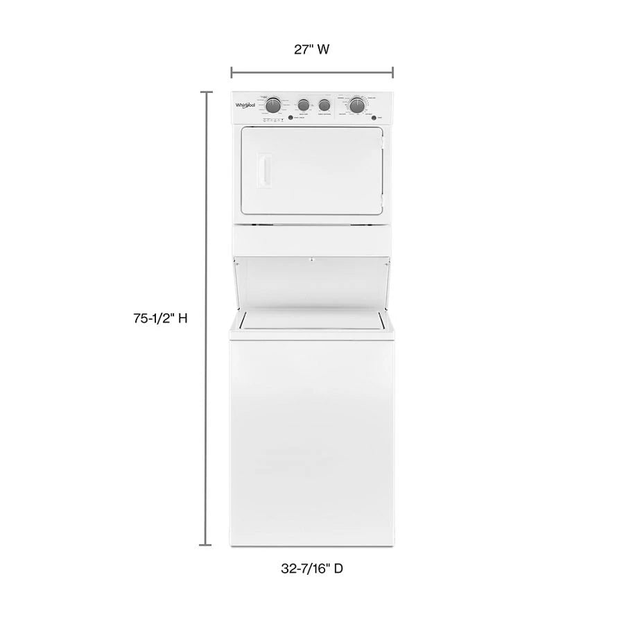 3.5 cu.ft Long Vent Gas Stacked Laundry Center 9 Wash cycles and Wrinkle Shield??? - (WGTLV27HW)