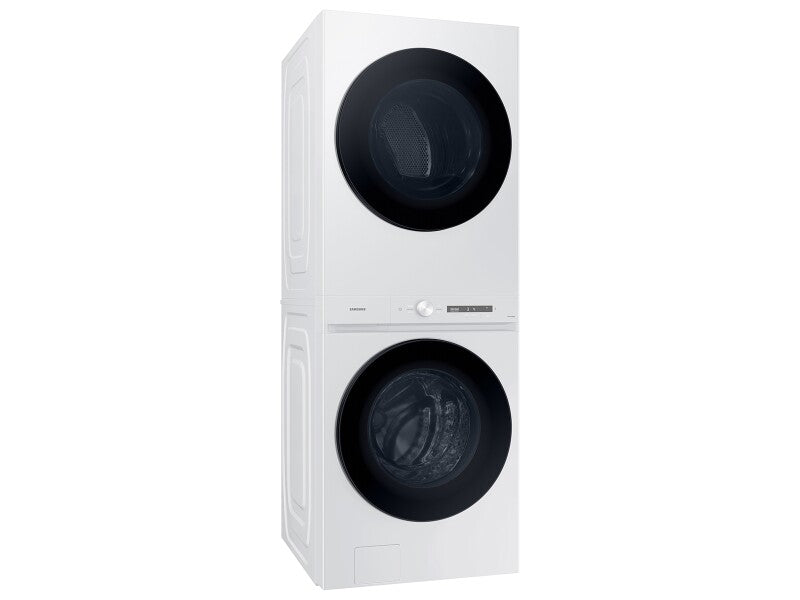 Bespoke AI Laundry Hub™ 4.6 cu. ft. Large Capacity Single Unit Washer with Steam Wash and 7.6 cu. ft. Gas Dryer in White - (WH46DBH100EWA3)