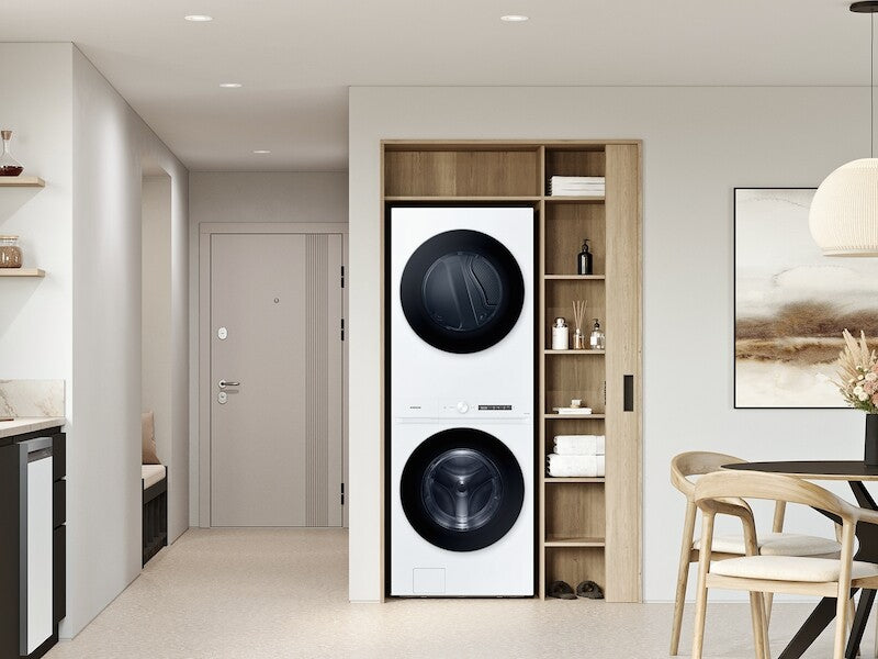 Bespoke 4.6 cu. ft. AI Laundry Hub™ Large Capacity Single Unit Washer with Steam Wash and 7.6 cu. ft. Gas Dryer in White - (WH46DBH100GWA3)