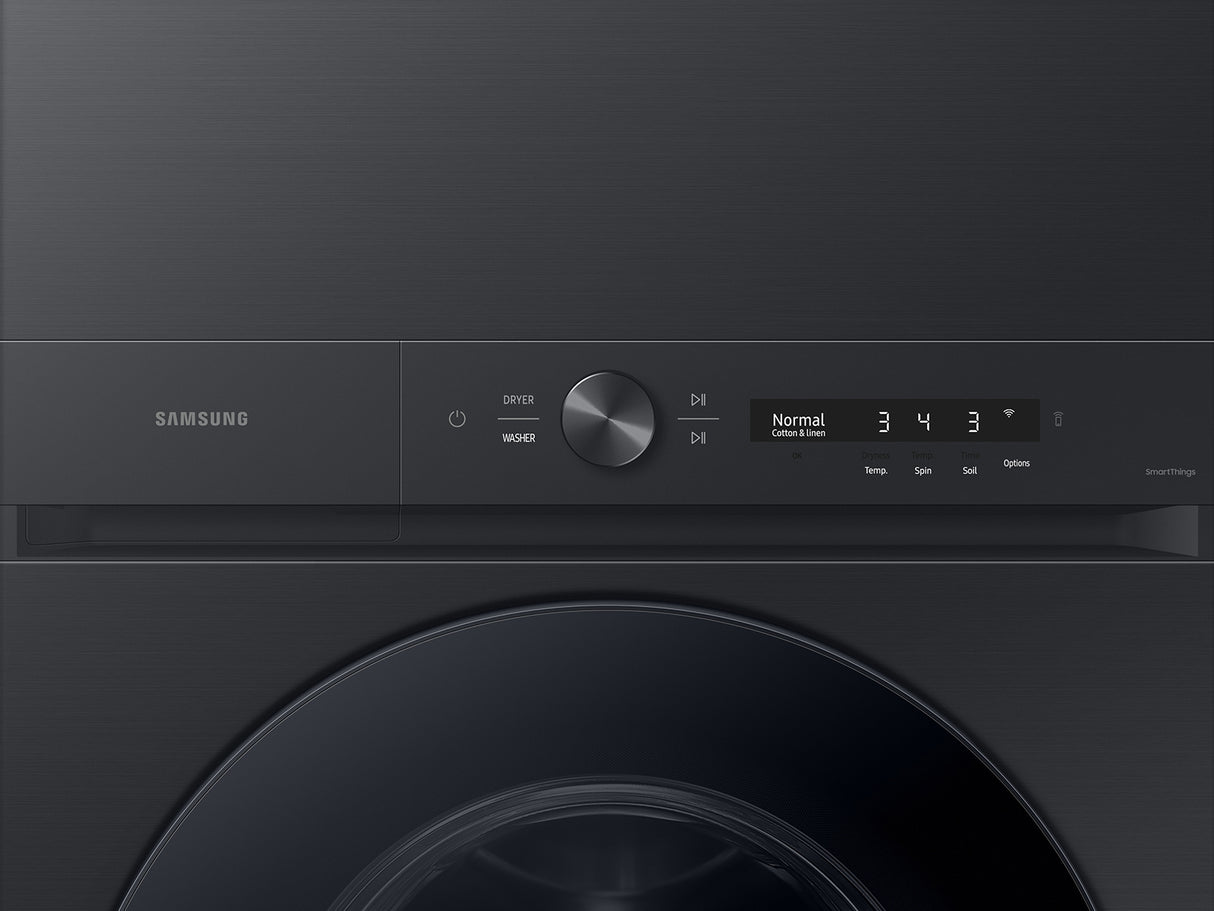 Bespoke AI Laundry Hub™ 4.6 cu. ft. Large Capacity Single Unit Washer with Flex Auto Dispense System and 7.6 cu. ft. Gas Dryer in Brushed Black - (WH46DBH500GVA3)