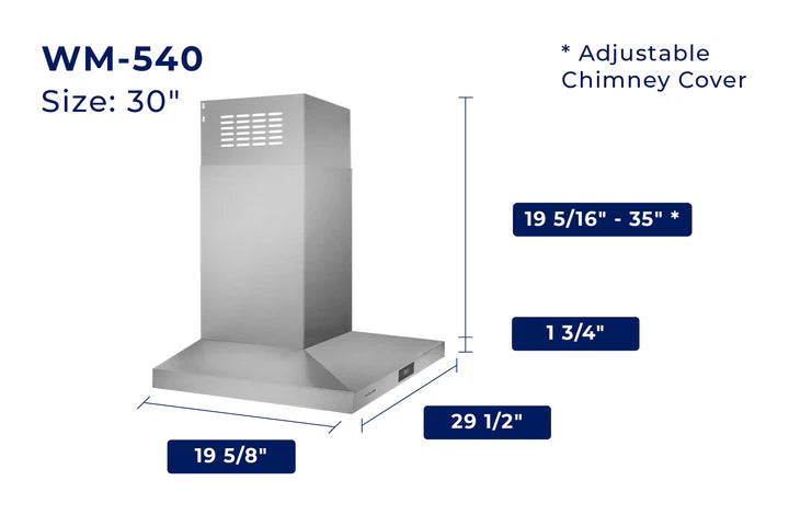 WM-540SS-30 Convertible Wall Mount Range Hood