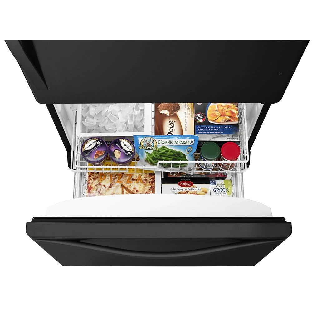 33-inches wide Bottom-Freezer Refrigerator with SpillGuard??? Glass Shelves - 22 cu. ft - (WRB322DMBB) - WHIRLPOOL