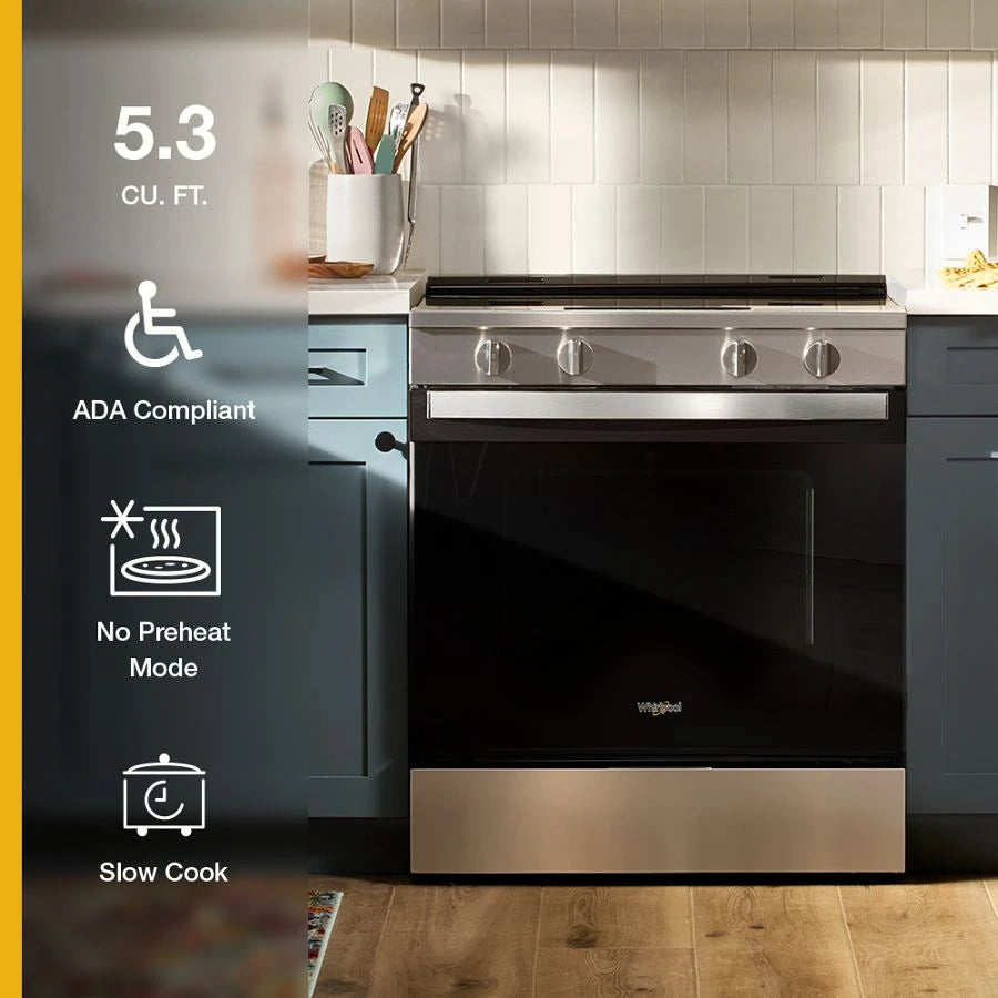 30-inch Electric Range with No Preheat and Slow Cook Modes - (WSES3130SS)