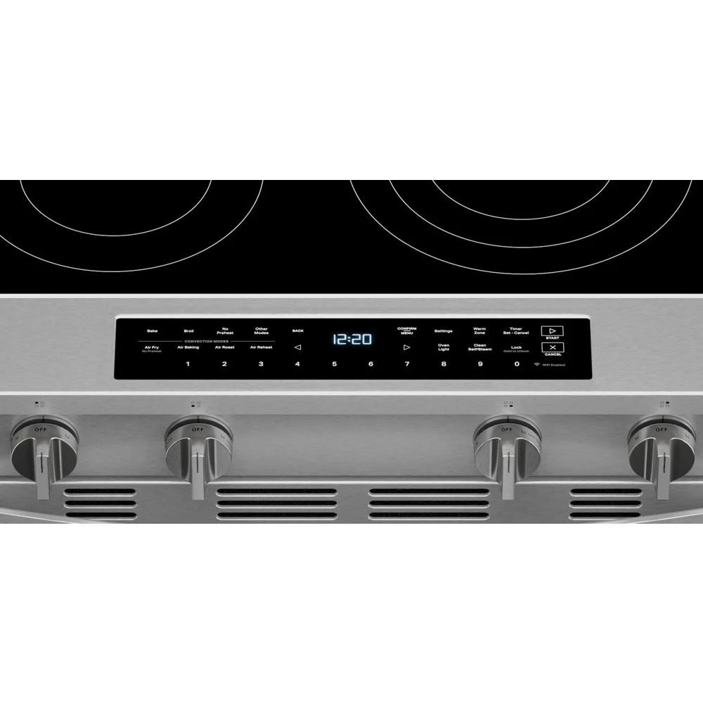 30-inch Smart Slide in Electric Range with Air Cooking Technology, No Preheat Air Fry, WipeClean™ Coating, Steam/Self Clean and High Speed Preheat - (WSES7530RZ)