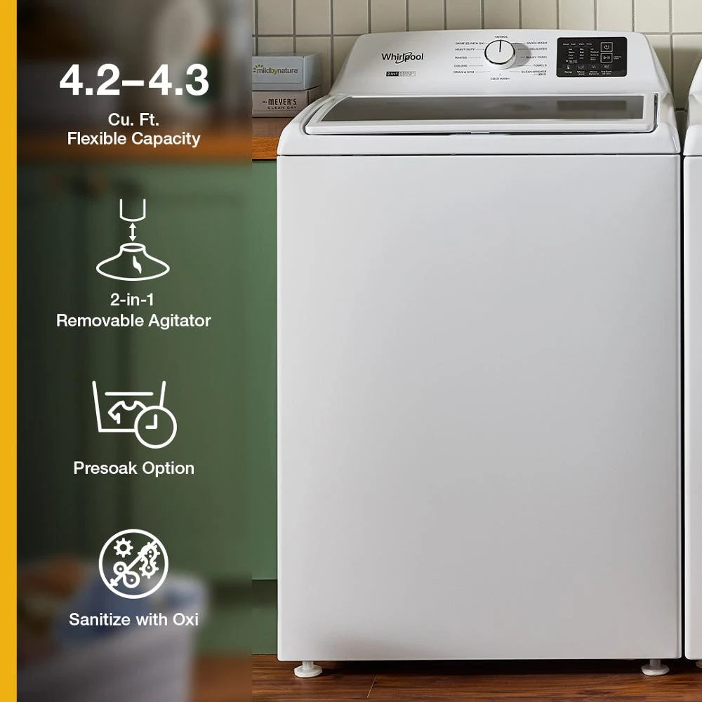 4.2 - 4.3 Cu. Ft. Top Load Washer with 2-in-1 Removable Agitator - (WTW4107SW)