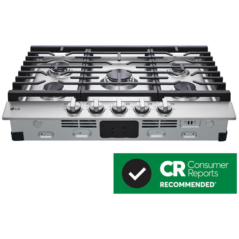 LG CBGJ3023S 30 in. 5-Burner Natural Gas Cooktop with Simmer Burner & Power Burner - Stainless Steel