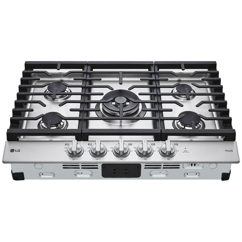 LG CBGJ3027S 30 in. 5-Burner Smart Natural Gas Cooktop with Griddle, Simmer Burner & Power Burner - Stainless Steel