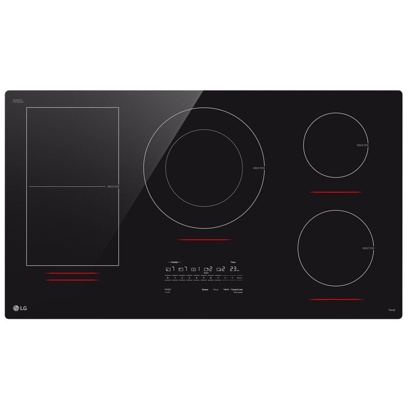 LG CBIH3617BE 36 in. 5-Burner Smart Induction Cooktop with UltraHeat 5.0kW Element, Simmer Burner & Power Burner - Black