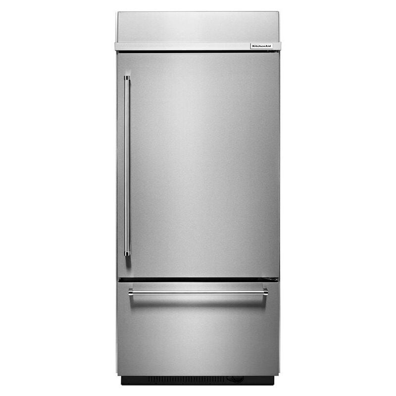 KitchenAid 36 in. Built-In 20.9 cu. ft. Counter Depth Bottom Freezer Refrigerator with Ice Maker Right Hinged - Stainless Steel