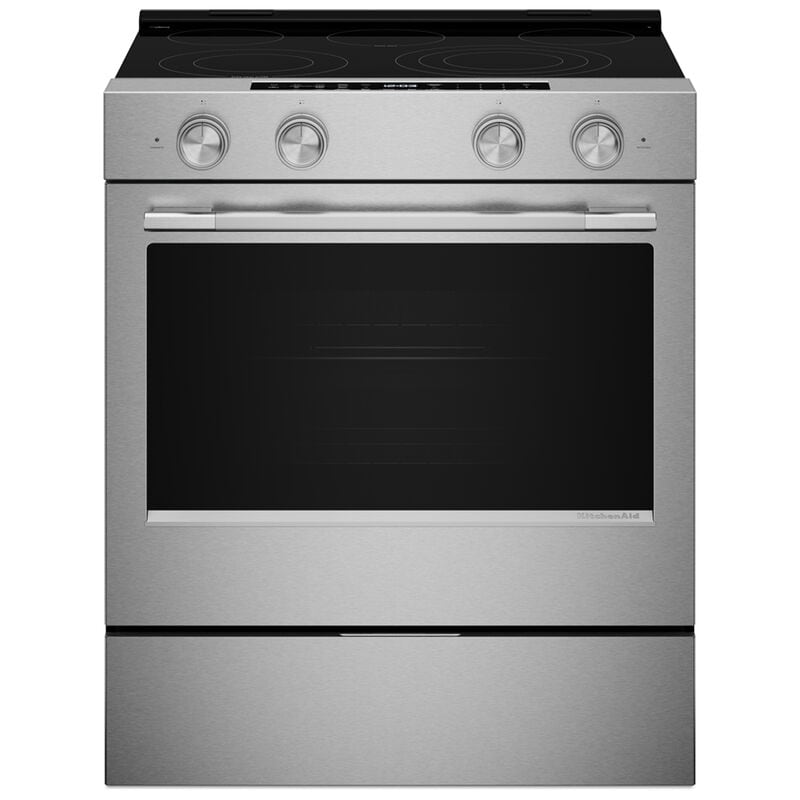 KitchenAid 30 in. 5.3 cu. ft. Smart Air-Fry True European Convection Steam Slide-In Electric Range with Radiant Burners - Fingerprint Resistant Stainless Steel