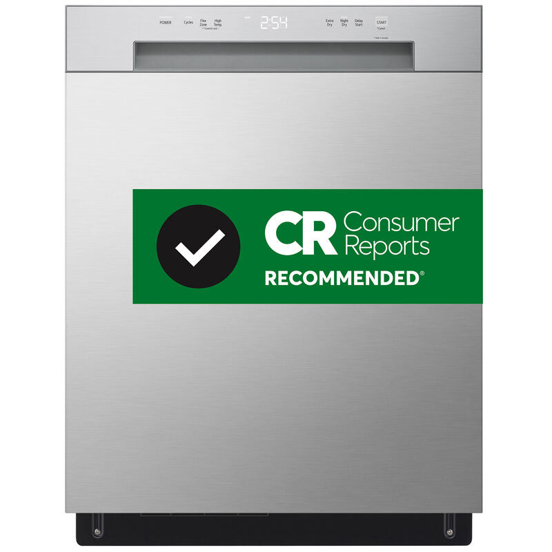LG LDFC2423V 24 in. Front Control Dishwasher with 52 dBa Sound Level, Dynamic Dry & Pocket - Stainless Steel Look