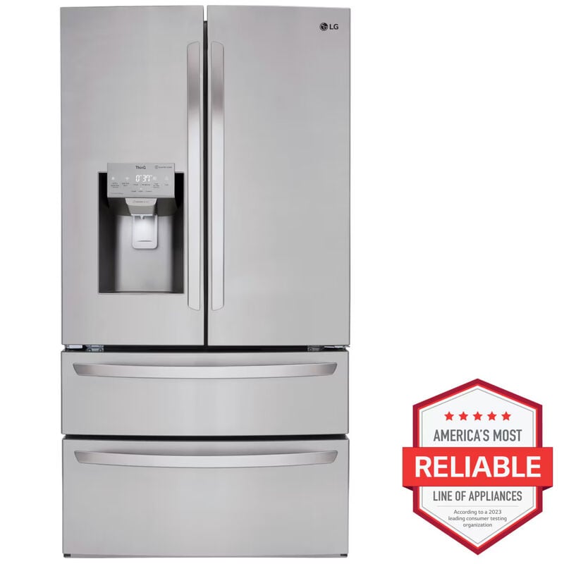 LG LMXS28626S 36 in. 27.8 cu. ft. Smart 4-Door French Door Refrigerator with Ice & Water Dispenser - Stainless Steel