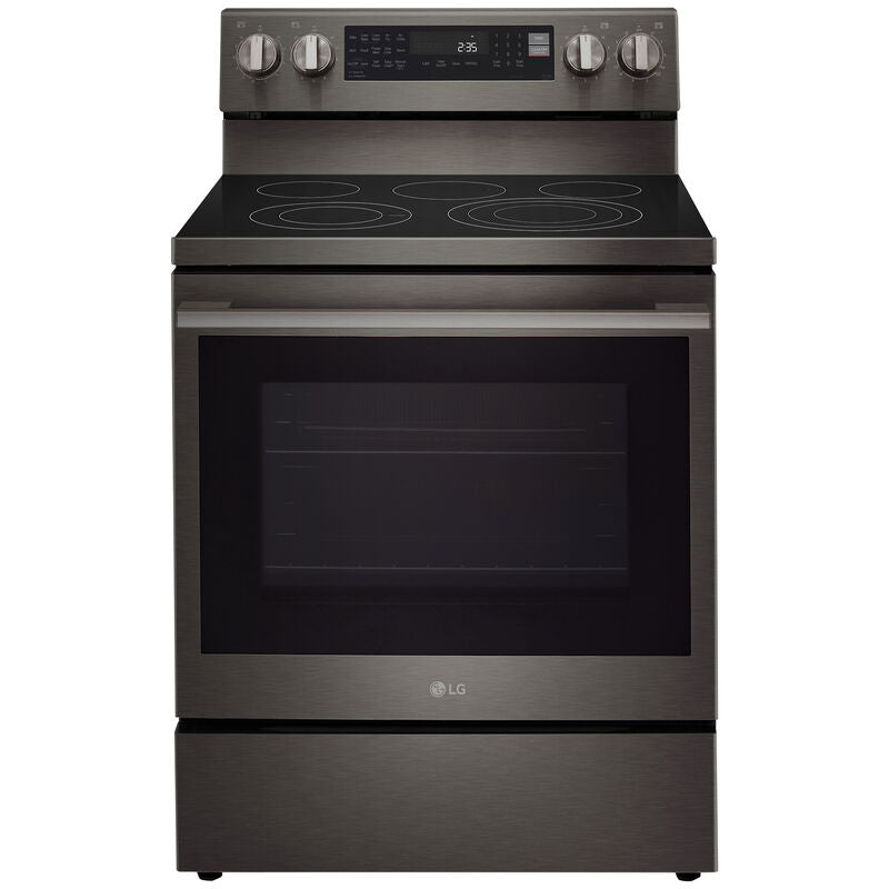 LG LREN6325ZE 30 in. 6.3 cu. ft. Smart Air-Fry True European Convection Electric Range with Radiant Burners - Black Stainless Steel