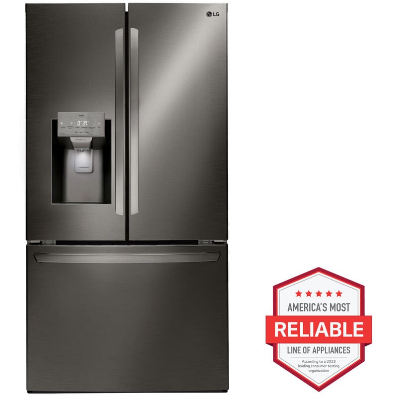 LG LRFS28XBD 36 in. 27.7 cu. ft. Smart French Door Refrigerator with Ice & Water Dispenser - PrintProof Black Stainless Steel