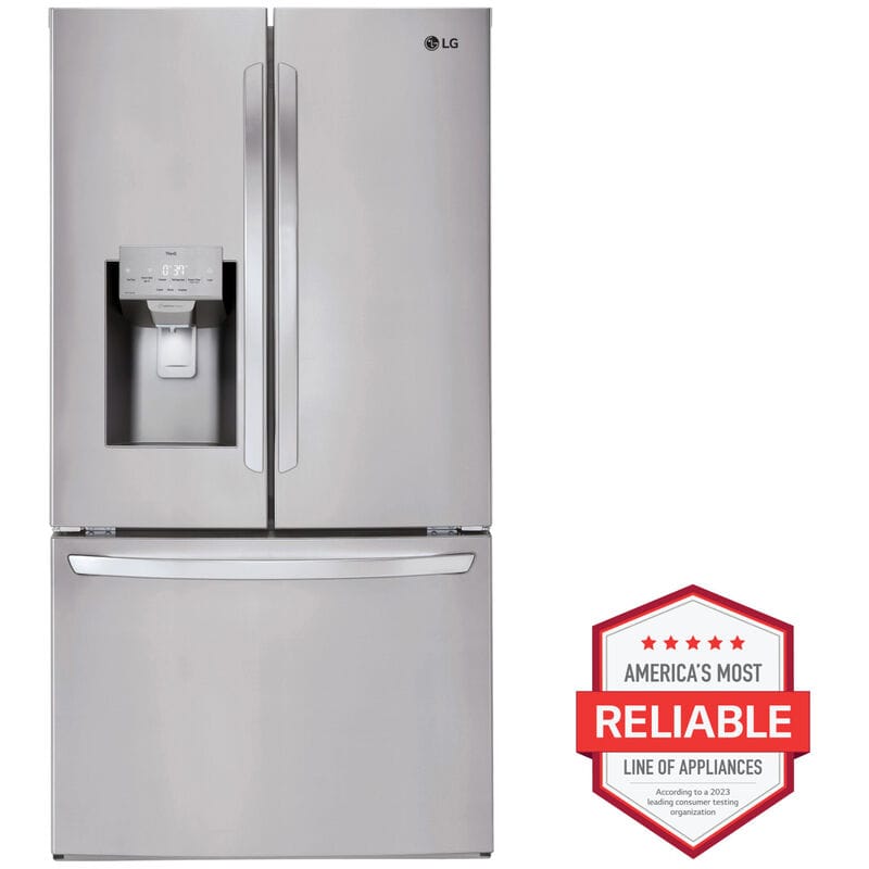 LG LRFS28XBS 36 in. 27.7 cu. ft. Smart French Door Refrigerator with Ice & Water Dispenser - PrintProof Stainless Steel