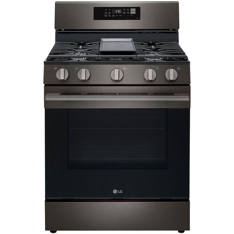 LG LRGN6323Z 30 in. 6.3 cu. ft. Smart Air-Fry True European Convection Gas Range with 5 Sealed Burners & Griddle - Black Stainless Steel