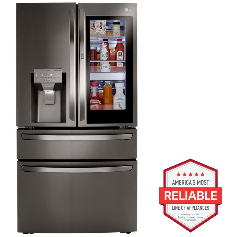 LG LRMVC2306D InstaView 36 in. 22.5 cu. ft. Smart Counter Depth 4-Door French Door Refrigerator with Ice & Water Dispenser - PrintProof Black Stainless Steel