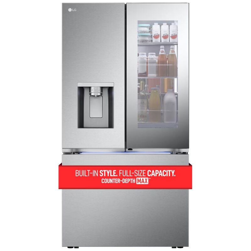 LG LRYKC2606S 36 in. 25.5 cu. ft. Smart Counter Depth French Door Refrigerator with Ice & Water Dispenser - PrintProof Stainless Steel