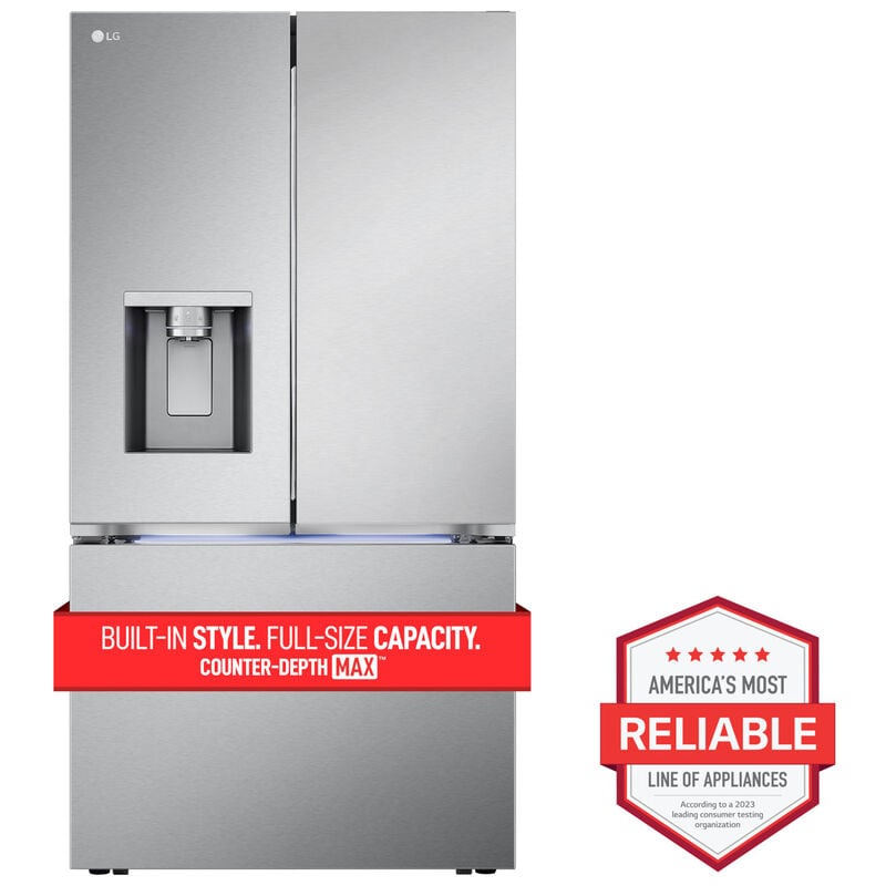 LG LRYXC2606S 36 in. 25.5 cu. ft. Smart Counter Depth French Door Refrigerator with External Ice & Water Dispenser, 4 types of Ice and Pocket Doors - PrintProof Stainless Steel