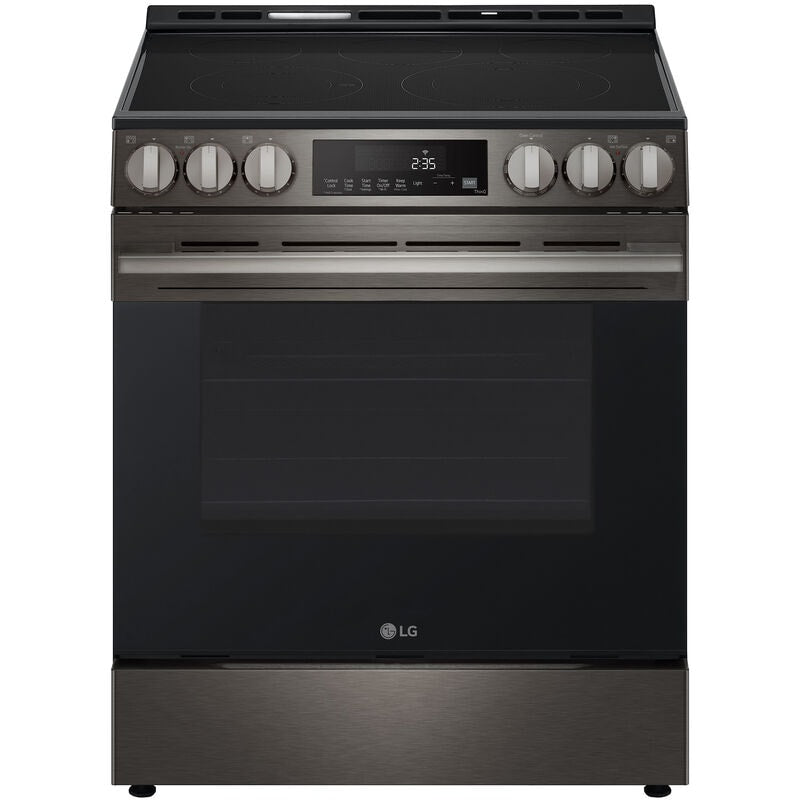 LG LSEL6333ZE 30 in. 6.3 cu. ft. Smart Air-Fry Standard Convection Slide-In Electric Range with Radiant Burners - Black Stainless Steel