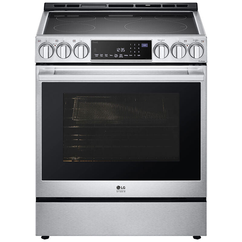 LG LSES6338F InstaView 30 in. 6.3 cu. ft. Smart Air Fry True European Convection Slide-In Electric Range with Radiant Burners - Stainless Steel