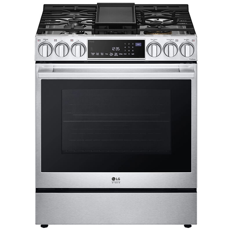 LG LSGS6338F InstaView 30 in. 6.3 cu. ft. Smart Air Fry True European Convection Slide-In Gas Range with 5 Sealed Burners & Griddle - Stainless Steel