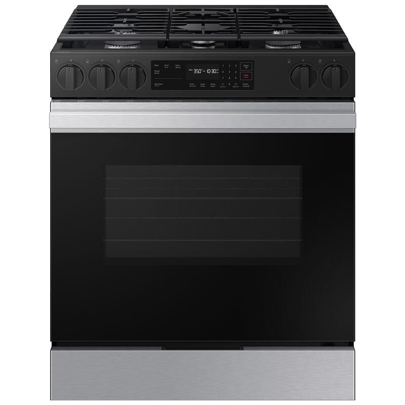 Samsung NSG6DG8100SR Bespoke 30 in. 6 cu. ft. Smart Slide-In Gas Range with 5 Sealed Burners - Stainless Steel
