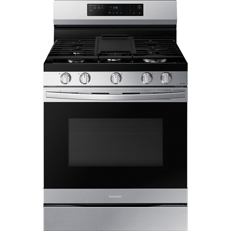 Samsung 30 in. 6 cu. ft. Smart Air Fry Standard Convection Gas Range with 5 Sealed Burners & Griddle - Stainless Steel