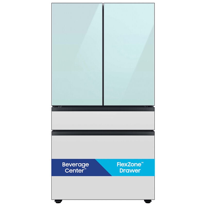 Samsung RF29BB86004M Bespoke 36 in. 28.8 cu. ft. Smart 4-Door French Door Refrigerator with Internal Water Dispenser - Morning Blue and White Glass