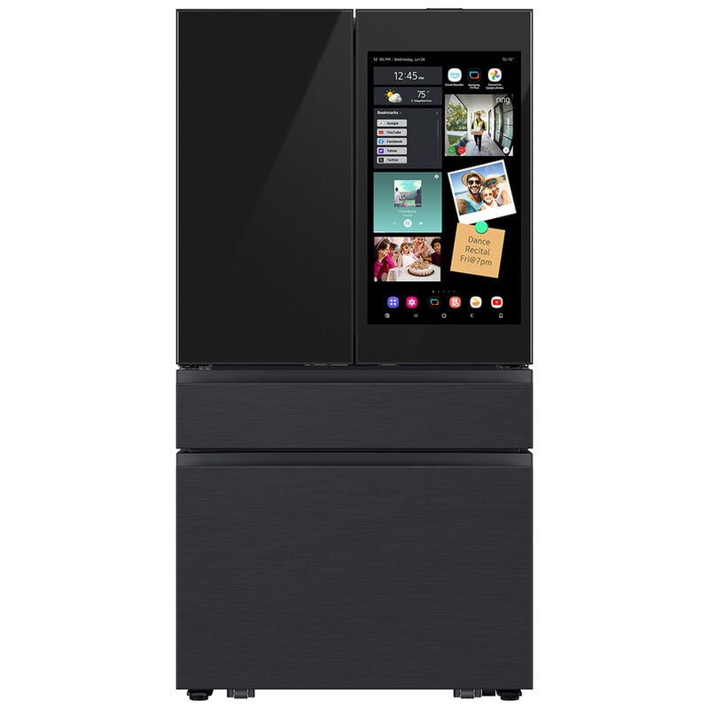 Samsung RF90F23AECE Bespoke 36 in. 22.5 cu. ft. Smart Counter Depth 4-Door French Door Refrigerator with AI Family Hub+, Beverage Center & Internal Water AutoFill Pitcher - Matte Black Steel