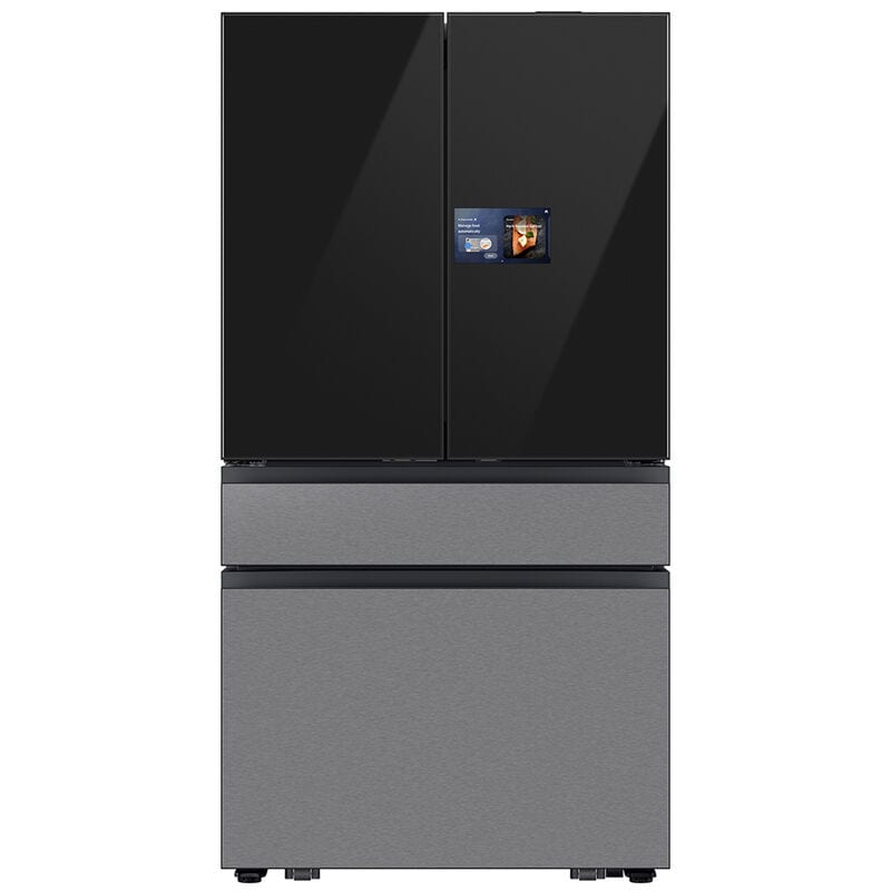 Samsung RF90F23BECR Bespoke 36 in. 22.5 cu. ft. Smart Counter Depth 4-Door French Door Refrigerator with AI Home, Beverage Center & Internal Water Autofill Pitcher - Charcoal Glass & Stainless Steel
