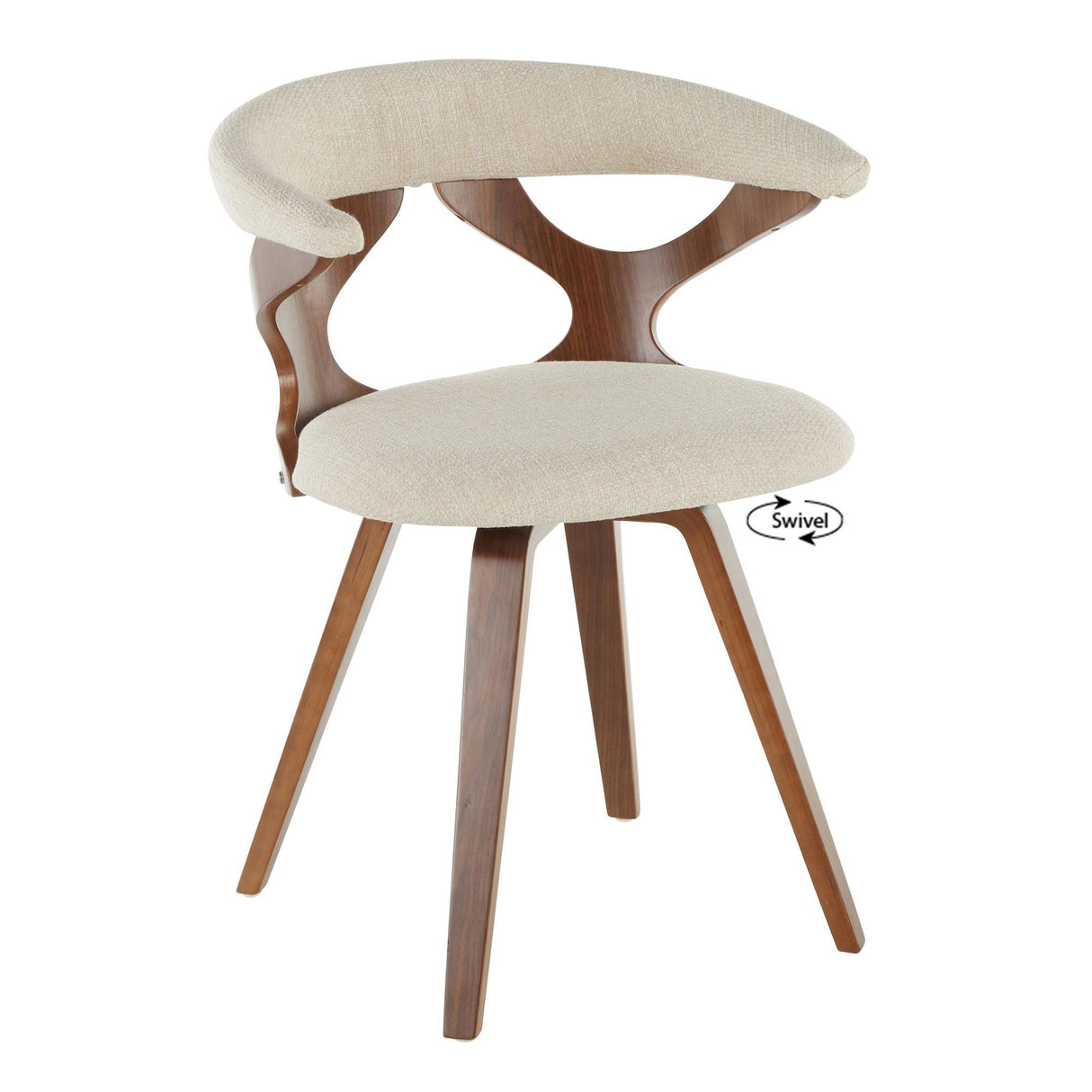Gardenia - Dining / Accent Chair With Swivel - Walnut And Cream Fabric