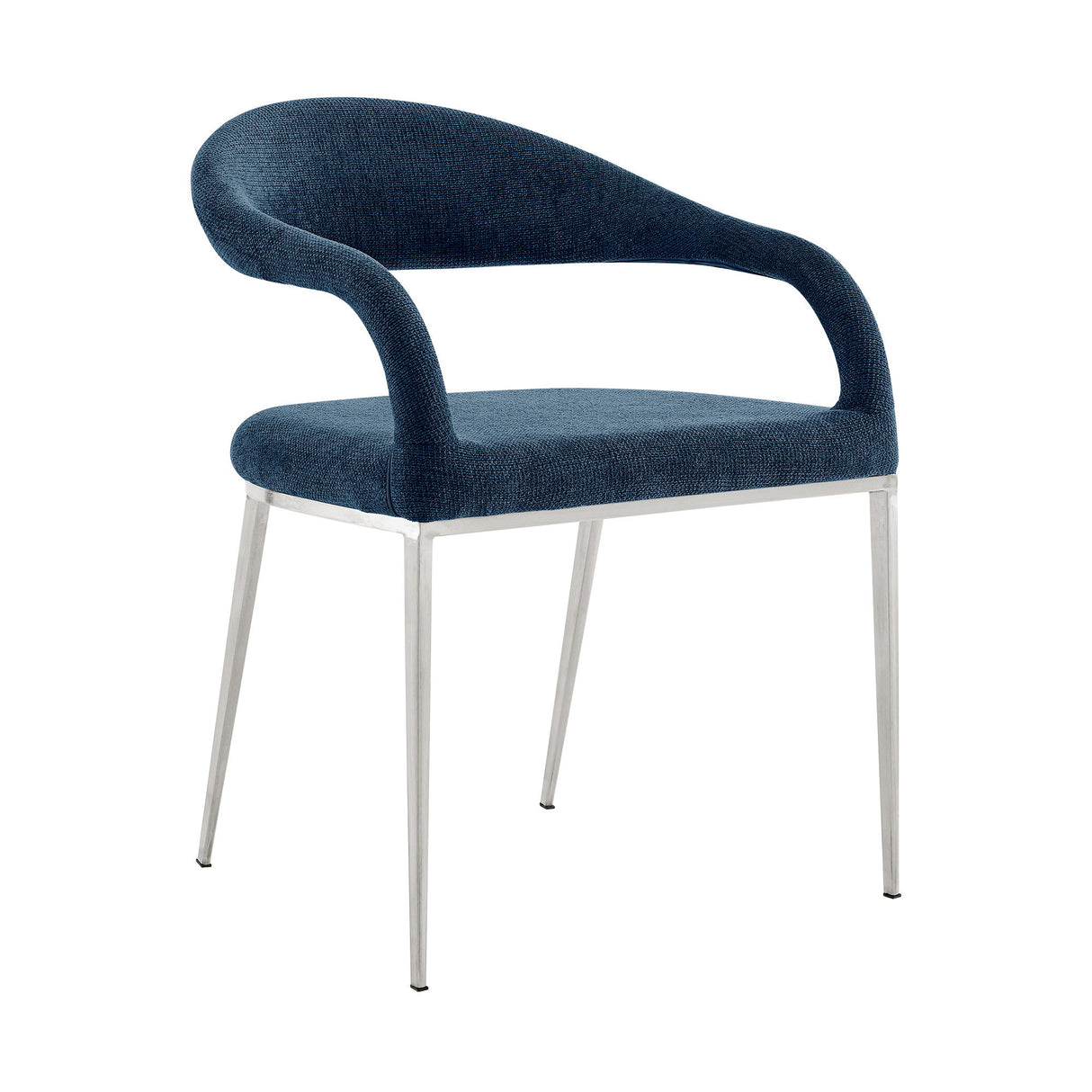 Morgan - Upholstered Dining Chair (Set of 2) - Brushed Silver / Blue