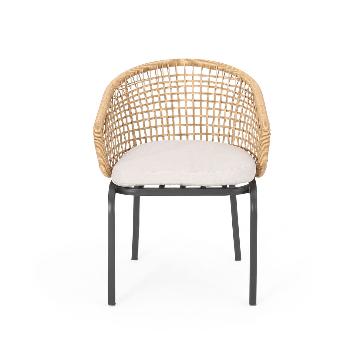 Outdoor Wicker Chair With Powder Coated Iron Legs
