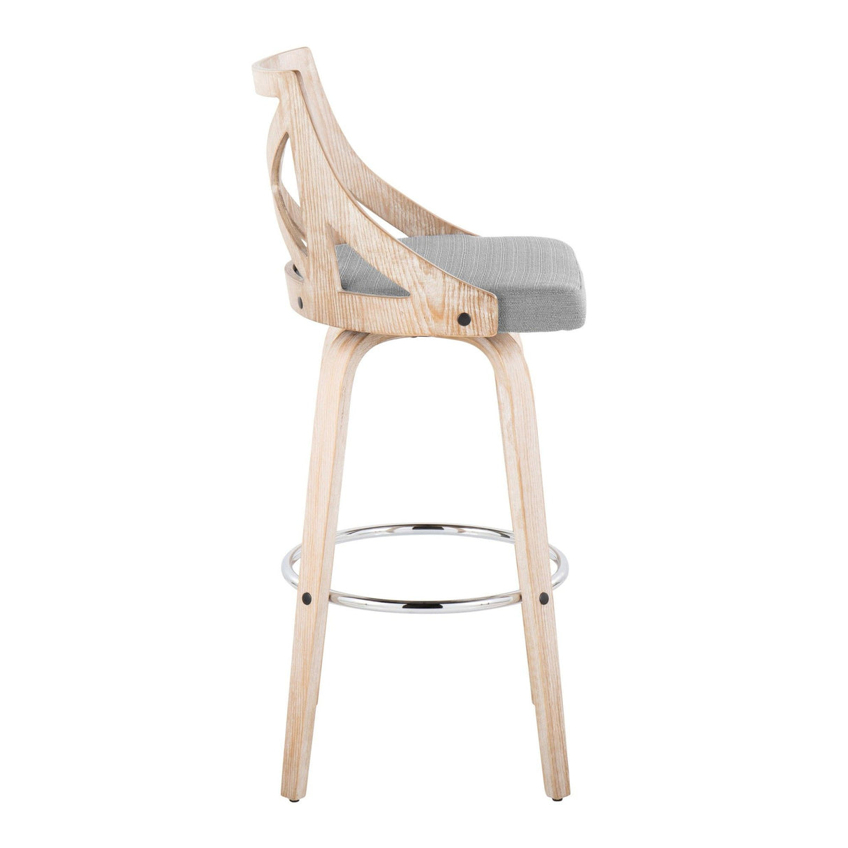 Charlotte - 30" Fixed-Height Barstool (Set of 2) - White Washed Frame