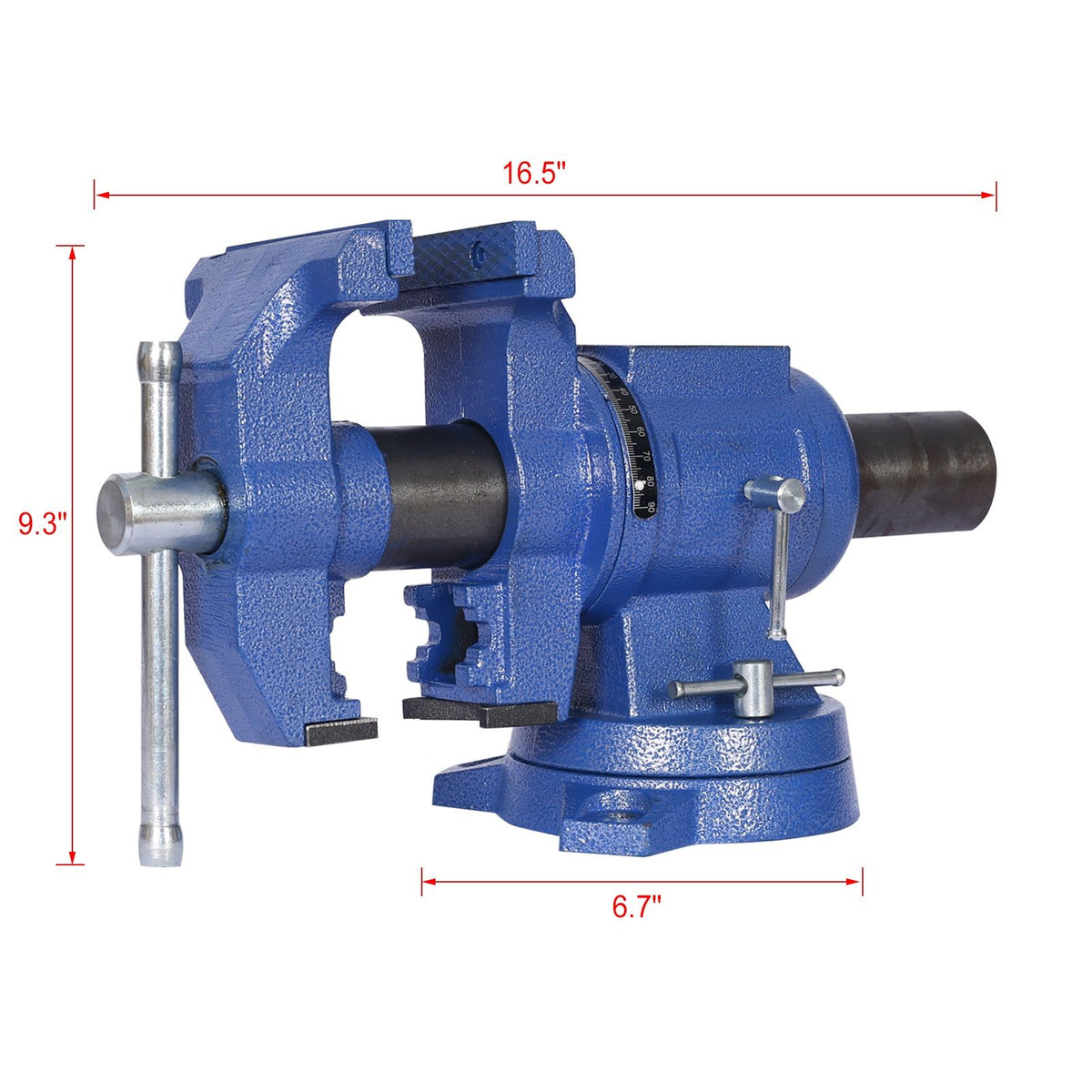 Heavy Duty 5" Multi Jaw Rotating Bench Vise With 360 Degree Swivel Base And Head - Blue