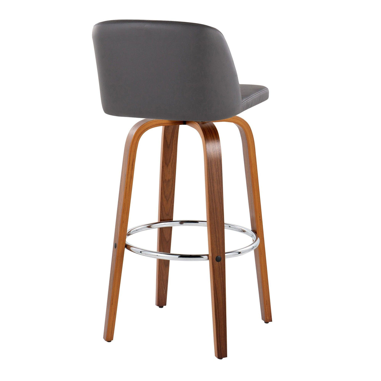 Toriano - 30" Fixed-Height Barstool (Set of 2) - Walnut & Chrome Base