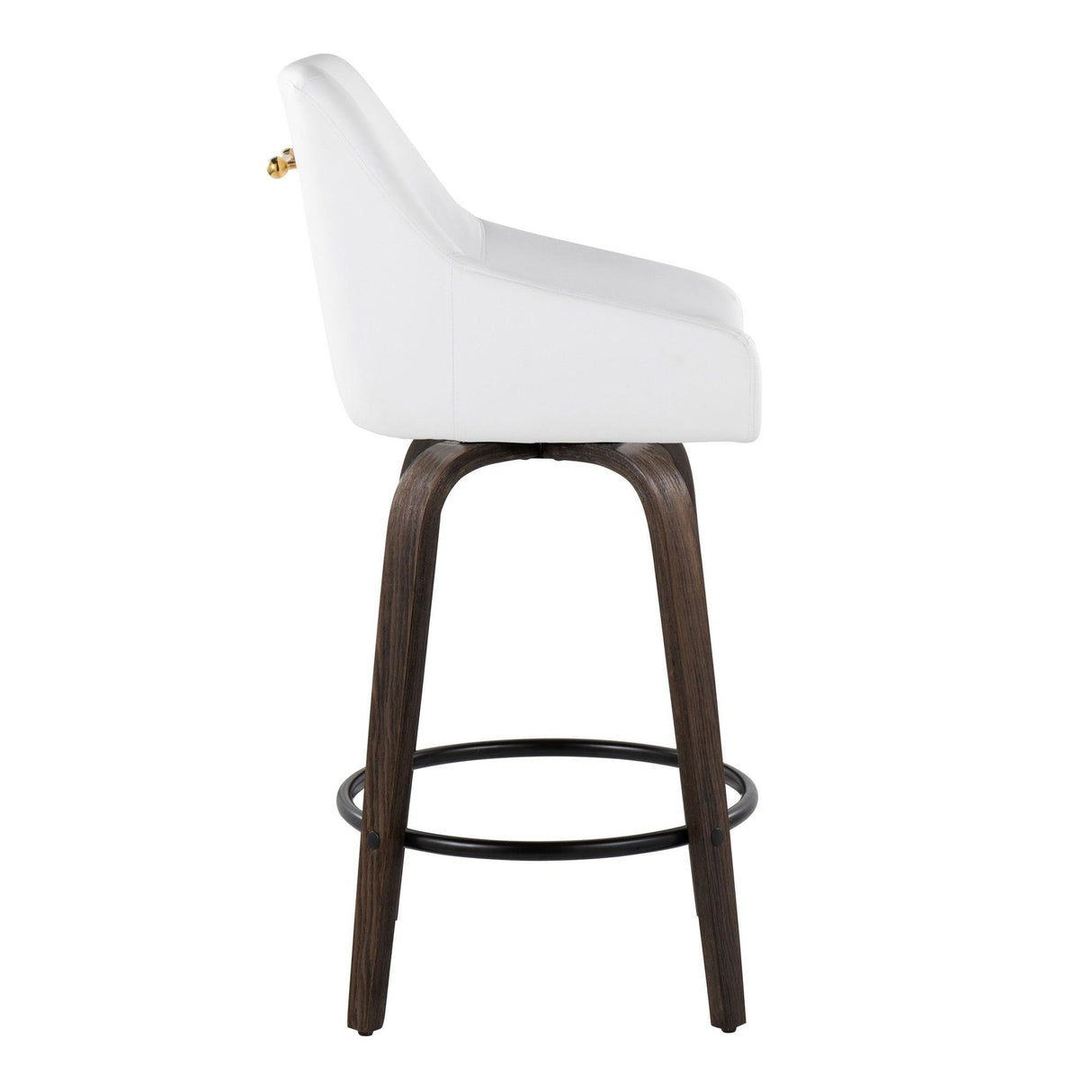 Hannah - 26" Fixed-Height Counter Stool With Swivel And Round Black Metal Footrest (Set of 2) - Walnut Glazed Wood