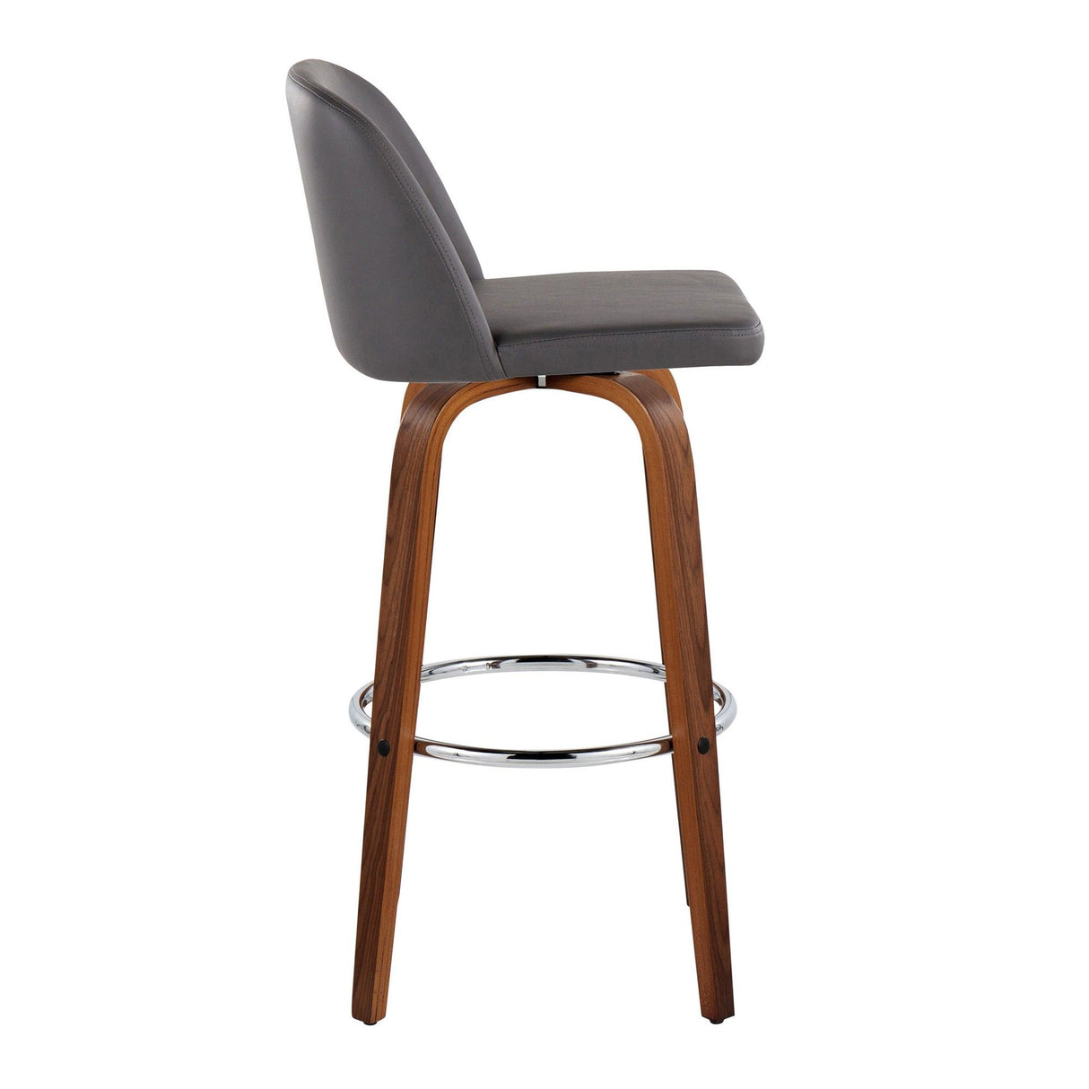 Toriano - 30" Fixed-Height Barstool (Set of 2) - Walnut & Chrome Base