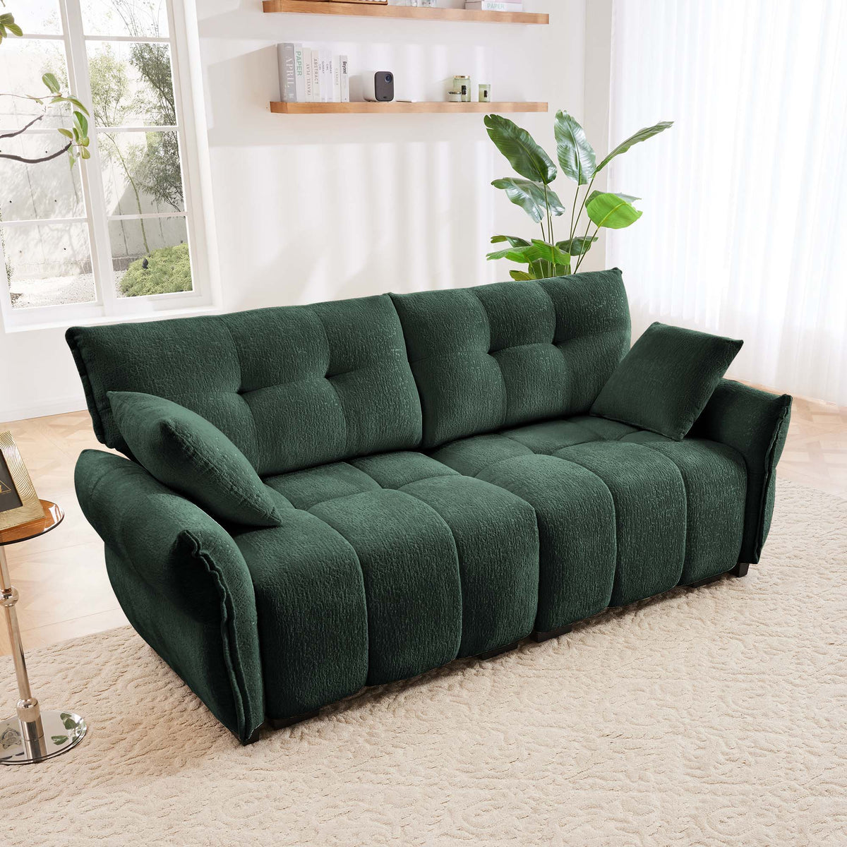 Modern Sofa & Pillows, Textured Cover, High Rebound Cushions