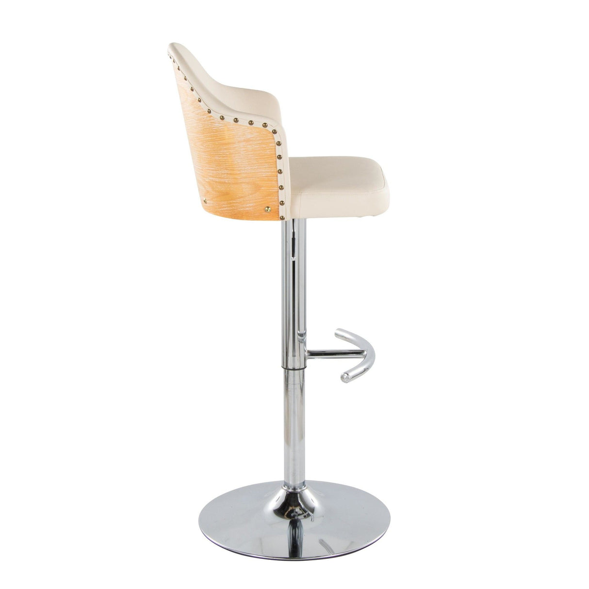 Ahoy - Adjustable Barstool With Cream Faux Leather Seat (Set of 2)