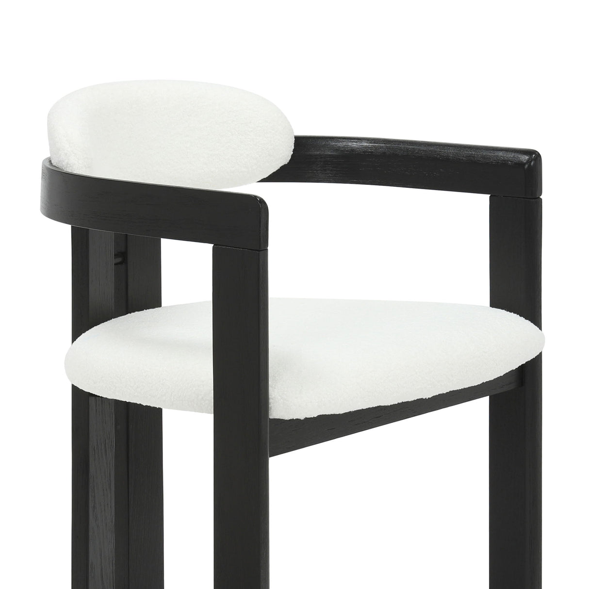Jazmin - Curved Back Wood Dining Chair With Boucle Fabric Seat Set