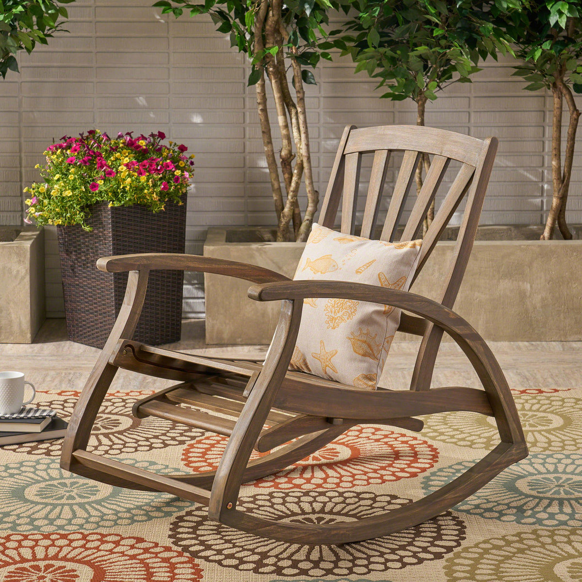 Outdoor Reclining Rocking Chair - Gray