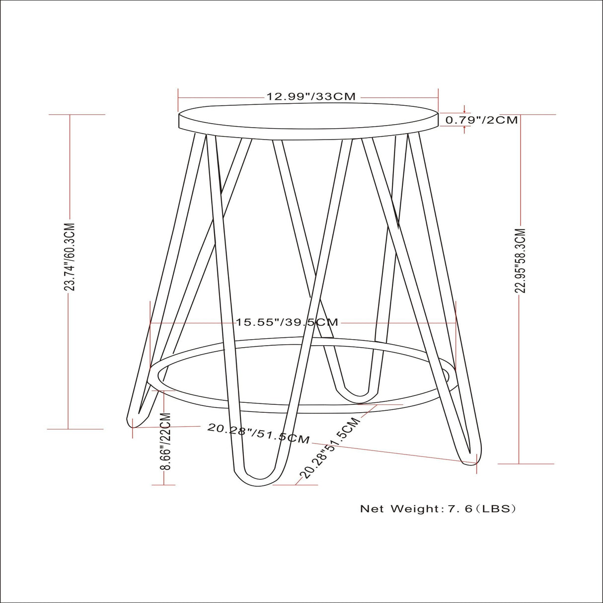 Simeon - Multifunctional Metal Stool With Wood Seat