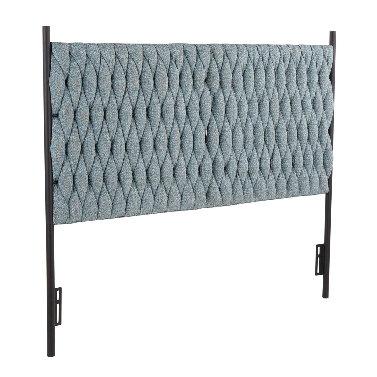 Matisse - Braided Queen Size Headboard - Black Metal And Blue Fabric