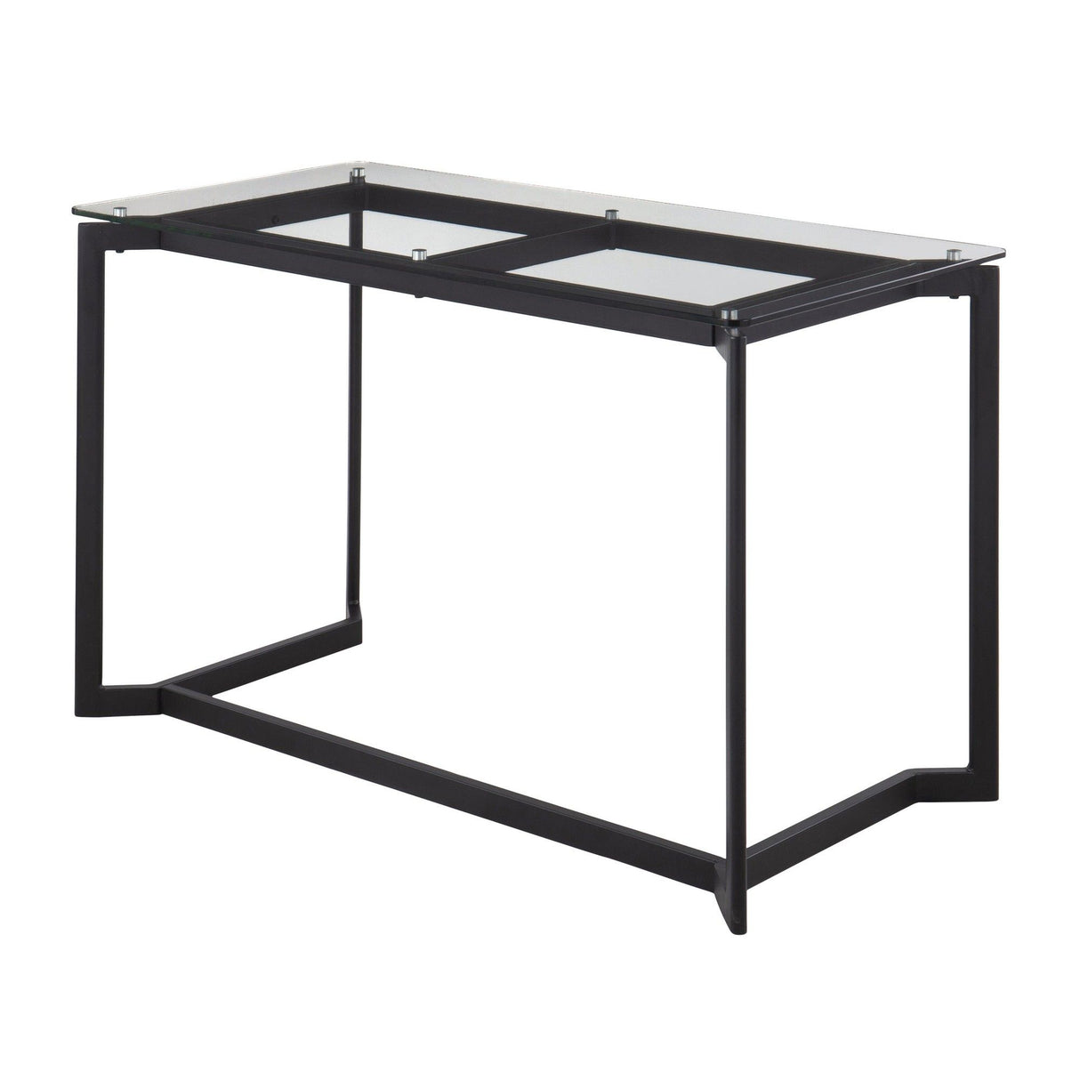 Masters - Modern Office Desk - Black Steel With Clear Glass Top