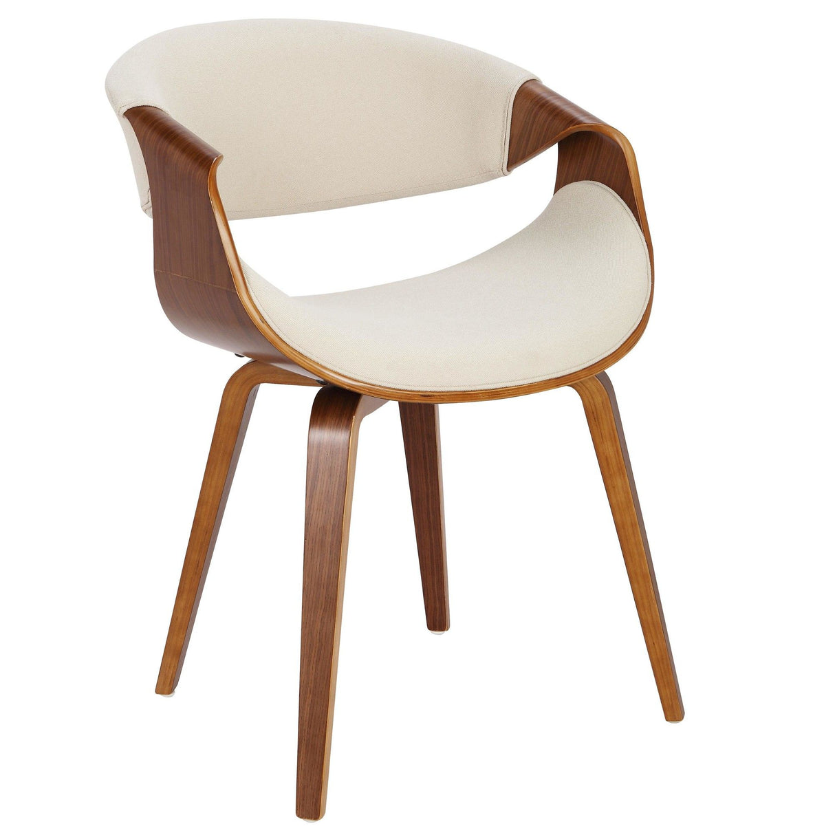 Curvo - Dining / Accent Chair - Walnut And Cream Fabric