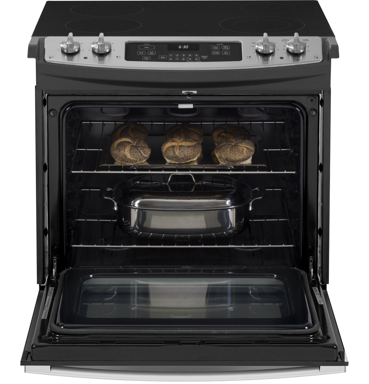 GE JD630STSS - 30 in. 4.4 cu. ft. Drop-In Electric Range with Smoothtop Burners - Stainless Steel