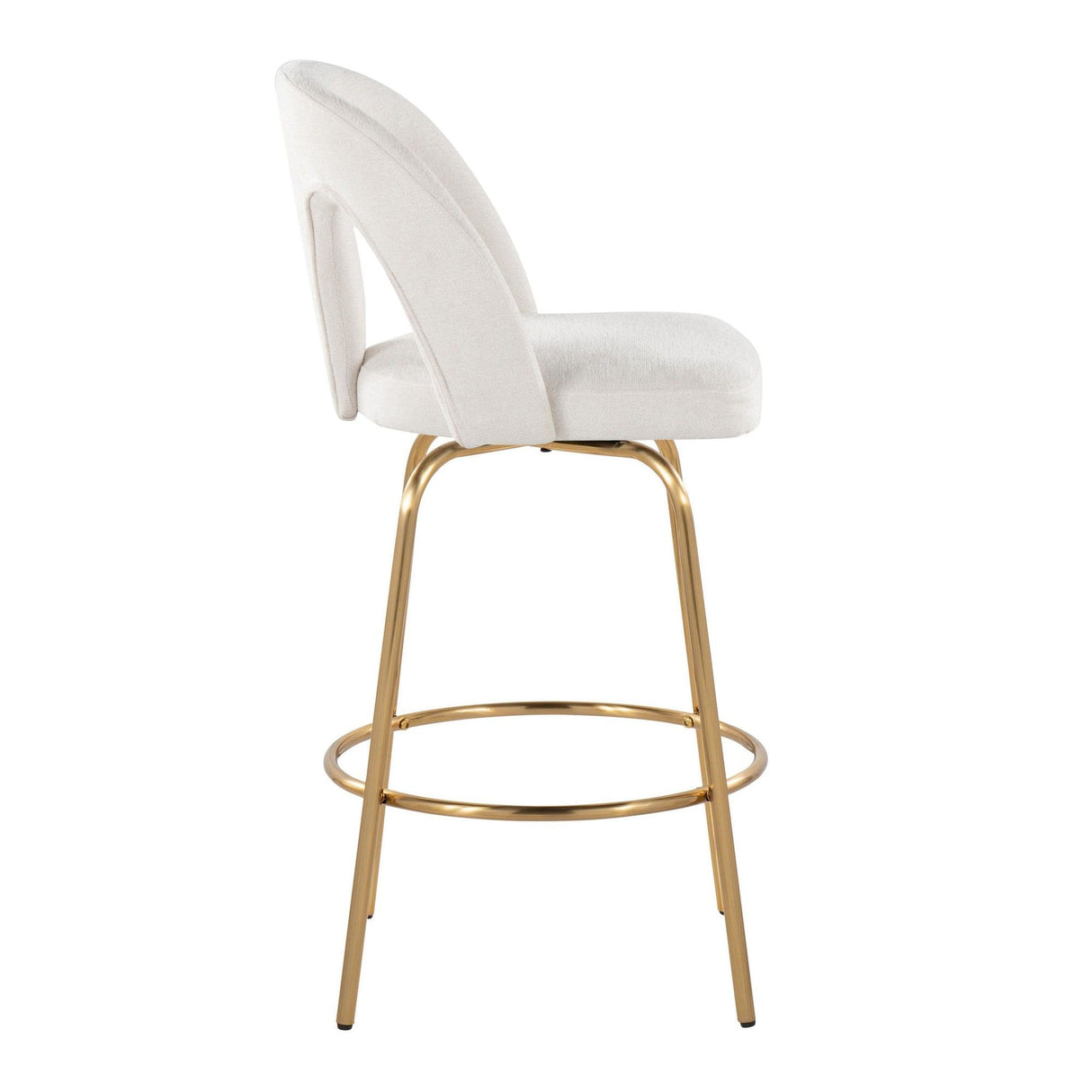 Ava - Upholstered Fixed-Height Barstool (Set of 2) - Gold Base