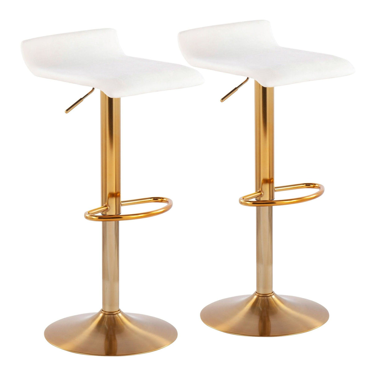 Ale - Adjustable Barstool - Gold Steel And Cream Velvet (Set of 2)